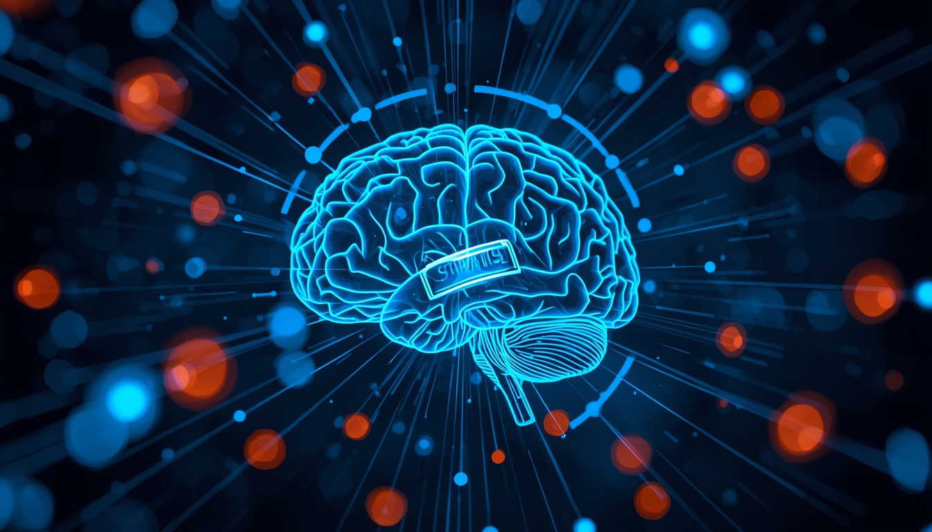 Scientific illustration showing the connection between stress and well-being